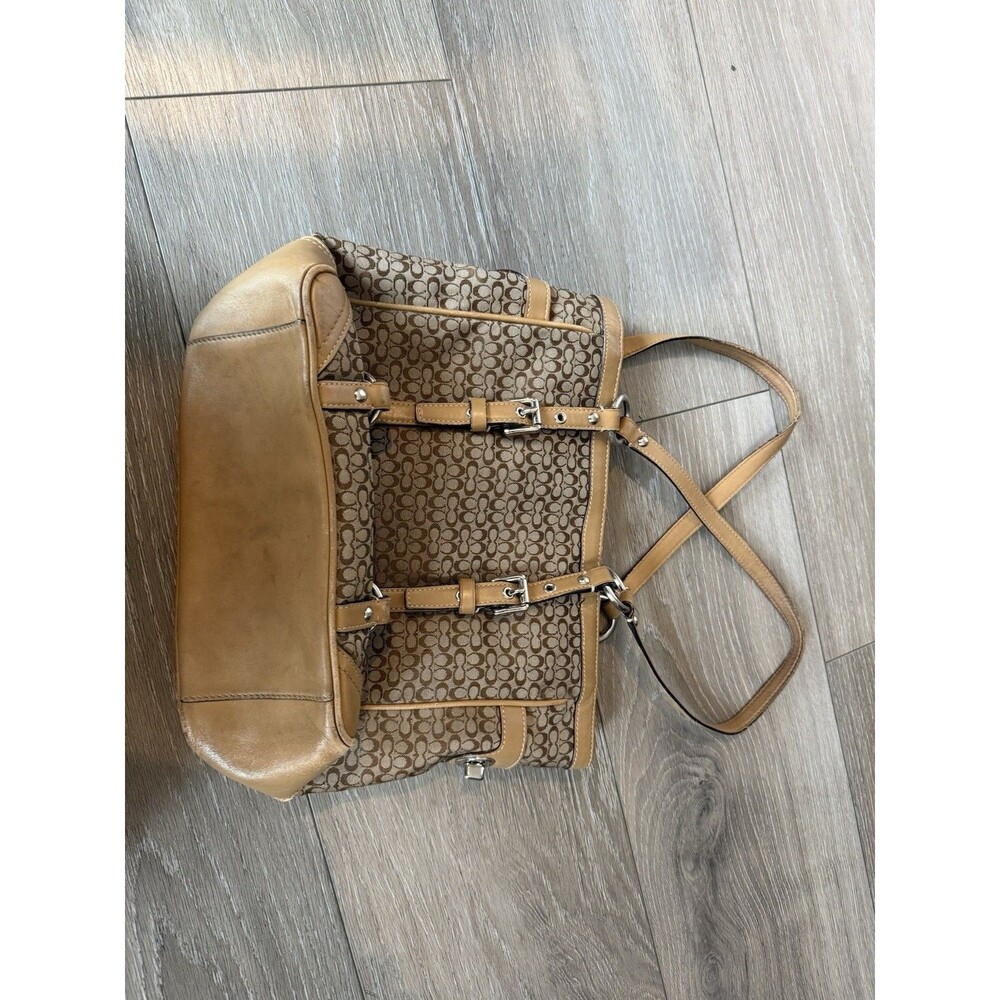 COACH L0749-F11526 Gallery Monogram Tote Handbag Canvas Leather Khaki Brown - Picture 2 of 6